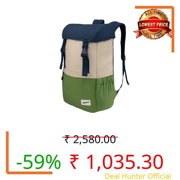 F Gear Dune Navy Beige Mint 18L Premium Canvas Laptop Backpack|Water-Resistant, Office & College Bag, 1 Compartment, 1 Pocket, Padded Laptop & Tablet Sleeves Fits Upto 17 Inch Laptop|Men & Women