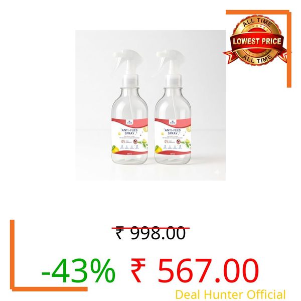Krama Natural Fly Insect Repellent Spray 600ml (Vegan/No-Killling) Bees,Fruit,Drain & House Flies Insect Repellent For Home, Kitchen & Outdoor - Neem,Eucalyptus & | Citrus Kids & Pet Safe 300ml Each