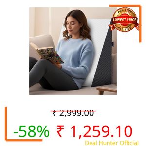 WELLGIVER Wedge Plus Cushion for Sleeping & Acid Reflux Relief | Memory Foam Pillow | Orthopedic Wedge Cushion for Leg Elevator | Pregnancy | GERD | White & Black Cover | 18 x 18 x 10 Inch