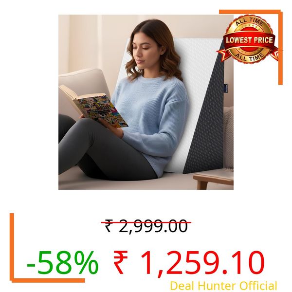 WELLGIVER Wedge Plus Cushion for Sleeping & Acid Reflux Relief | Memory Foam Pillow | Orthopedic Wedge Cushion for Leg Elevator | Pregnancy | GERD | White & Black Cover | 18 x 18 x 10 Inch