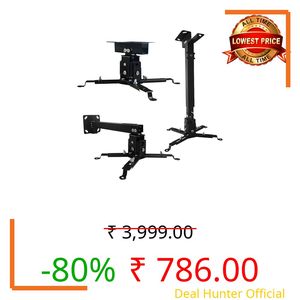 XTECTORVIEW Heavy Duty 1 Feet to 2 Feet (12 Inch to 24 Inch) Adjustable Projector Ceiling Mount Stand, Universal Projector Wall Mounting Bracket Kit with Swivel, Tilt & Height Adjustments (Black)