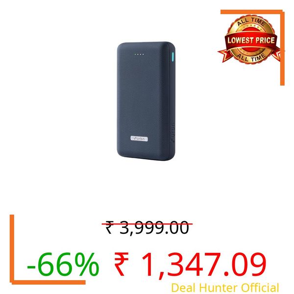 URBN 20000mAh 35W Turbo Fast Charging Power Bank | Dual Output | PD + QC Compatible | Two-Way Fast Charge | Pass-Through Charging | for MacBook Air, iPhone, Samsung, Android & More (Blue)