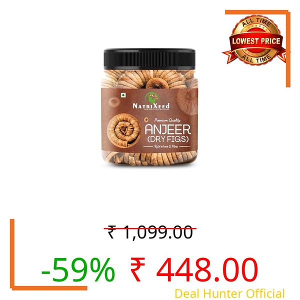 NatriXeed Dried Afghani Anjeer 1kg | Naturally Sweet & Soft Fig 1000gm | Dry Anjeer 1000g | High in Fiber & Iron Dry Fruit