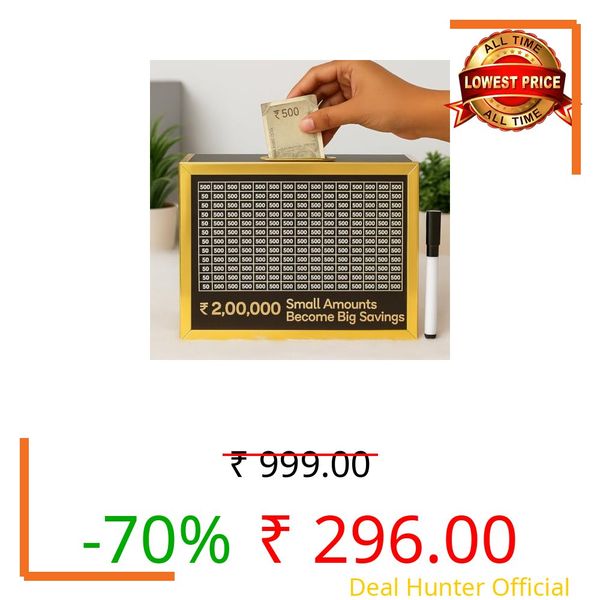 JAYTOP Money Saving Box for Adult 200000, Piggy Bank 200000 for Kids Boys and Girls, Money Box, Wooden Money Bank, Gullak with Carved Design, 2 Lakh Money Savings Box (200000)
