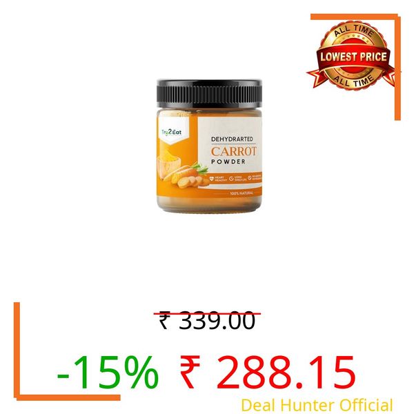 TRY2EAT Carrot Powder 100g – 100% Natural, Pure & Dehydrated | No Added Sugar, Colors or Preservatives | Rich in Beta-Carotene, Vitamin A & Antioxidants | Perfect for Juices, Smoothies, Soups, Baking & Cooking | Vegan, Gluten-Free Superfood | Enhances Eye Health, Immunity & Natural Glow