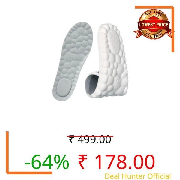 DOUSHI Memory Foam Shoe Insoles, Cuttable Soft Breathable Sports Inserts,3D U-Heel Protection,Shock Absorption Honeycomb Inserts for Men and Women (Size EU 43-44, Pack of 1 Pair)