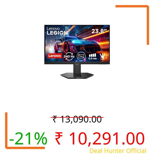 Lenovo Legion 24-10, 24 Inch IPS Full HD Gaming Monitor, 240Hz, 0.5ms, AMD FreeSyn Premium, NVIDIA G-Sync, 99% sRGB, Eyesafe, Dual HDMI, Display Port, Tilt, Swivel, Pivot, Height Adjust, Black