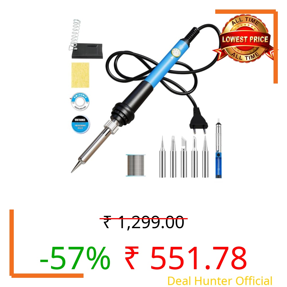 Temperature Controlled Soldering Kit with 5 Additional Copper Tips (Pack of 8)