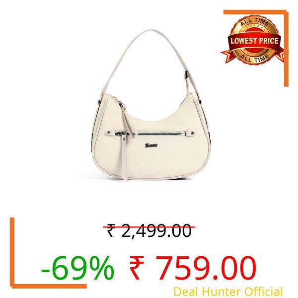 EXOTIC Denim Crescent Luxe Sling/Shoulder Bag | Hobo Bag | Casual Shoulder Handbag with Zip Closure | Faux Leather Trim (BEIGE)