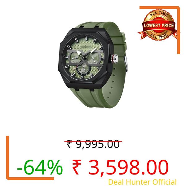 Daniel Hechter Paris kleber Collection Sporty Multifunction Watch for Men with Checkered Geometric Dial, Day & Date Display and Durable Silicon Strap