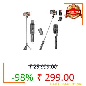 Kratos K24 Selfie Stick Tripod, 67 CM / 26 Inch, 3-in-1 Multifunctional Design with Detachable Wireless Remote, Portable & Lightweight Selfie Stick for Vlogging, Photography for All Mobiles