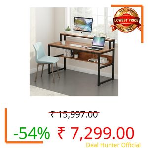 TEKAVO Riana Computer Table for Home Pc I Office Table for Home I Lower Shelf & Monitor Riser – Brown Wood, Metal (120 Cm x 60 Cm x 94 Cm) DIY
