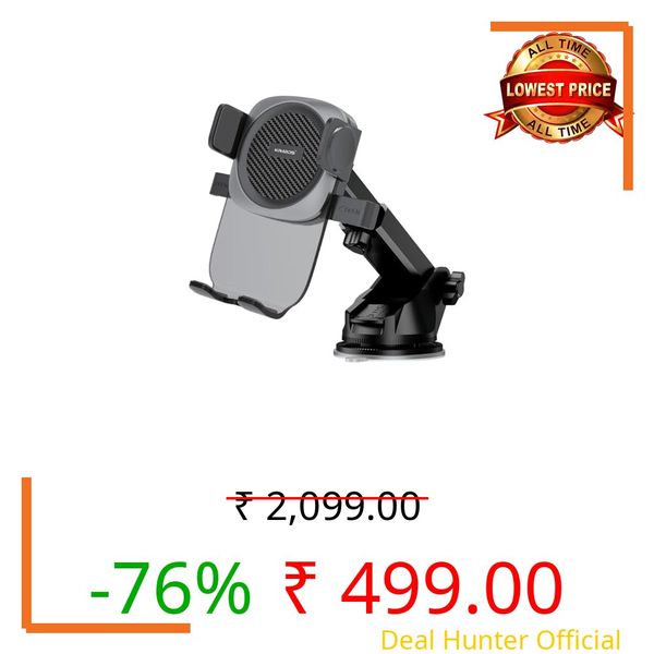 Kratos Grip X4 Dashboard & Windshield Car Mobile Holder with Strong Suction Cup | 360° Rotational Head | Stable & Secure Phone Mount | Compatible with Most Smartphones – Black