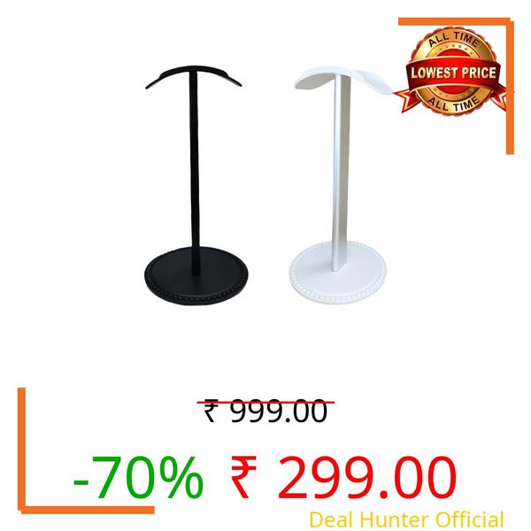BKN Headphone Stand for Table Desk, Aluminum Headphone Holder Gaming Headset Holder for Table Top ABS Solid Base Headphone Accessorie Organiser for PC Office Gaming Headsets (1pcs, Black/White)