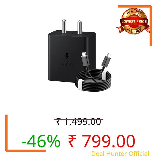 Kratos 45W GAN Fast Charger with Cable Compatible with Samsung Charger Galaxy S25/S24/S23/S22/S21/S20 (Ultra/Plus/Fe), Z Fold/Flip/S/A/F/M Series|Fast Charger Type C, Black