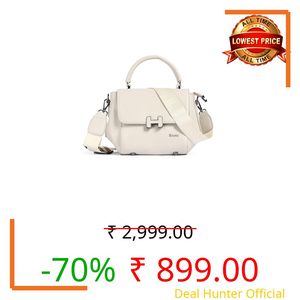 EXOTIC Premium H-Lock Sling & Hand Bag for Women | PU Leather Crossbody with Magnetic Lock, Adjustable Strap & Top Handle | Ideal for Office, Travel & Daily Use (OFF WHITE)