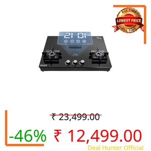 Beyond Appliances Solaria 3 full Brass Burner Smart Gas Stove Auto Ignition | Digital Timer | Flame Failure Device | Toughened Glass | ISI Certified | LPG & PNG Compatible Cooktop | PAN India Service