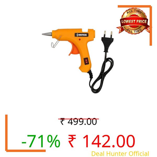 MSTICK Hot Melt Glue Gun with 5 Strong Adhesive Glue Sticks, 20W, Fast Heating and Anti-Drip Design, Ideal for DIY Crafts, School Projects, Quick Home Repairs and Creative Work (Yellow)