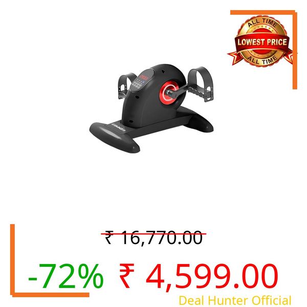 Sparnod Fitness SMB-625 Electric Mini Exercise Bike, Portable Pedal Exerciser with Remote Control, LCD Display for Time Speed Distance Calories, Quiet Motor, Forward & Reverse Motion, 150kg Capacity