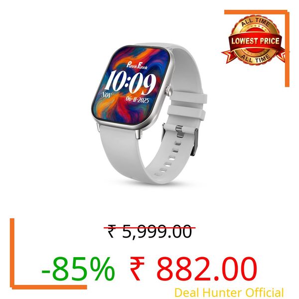 PunnkFunnk H9 1.96” HD Display Smartwatch for Men & Women | Bluetooth Calling | Heart Rate | SpO2 | Sleep Monitor | 100+ Sports Modes | IP67 Waterproof Fitness Watch for Android & iOS - (White)