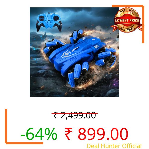 Frendo Remote Control Drift Stunt Car 4WD | 360° Rotating | Dual Sided Climbing | High-Speed Tumbling | Rechargeable Stunt Car | C-Type Charging | Remote Control Car for Kids | Made in India. (Blue)