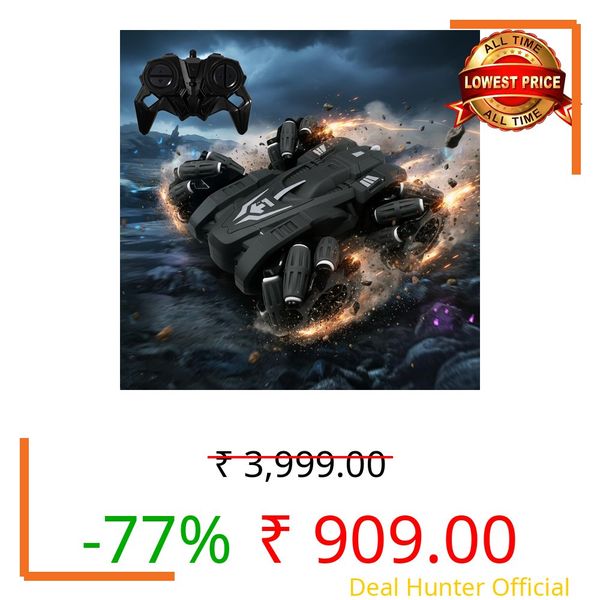 Frendo Remote Control Drift Stunt Car 4WD | 360° Rotating | Dual Sided Climbing | High-Speed Tumbling | Rechargeable Stunt Car | C-Type Charging | Remote Control Car for Kids | Made in India. (Black)