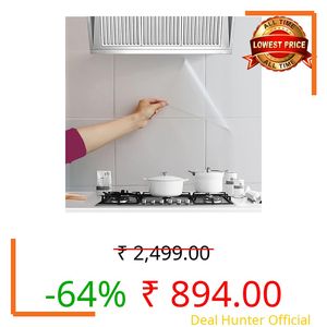 Barebeauty 60CM X 200CM Kitchen Wallpaper Oil Proof, Waterproof self-Adhesive Wall Stickers for Kitchen Anti-Mold and Heat Resistant Aluminium Backsplash Wallpaper (Pack of 6)