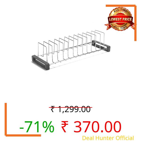 AB99 COLLECTION Stainless Steel Plate Rack for Kitchen | Multipurpose Dish Stand for Plates, Thali Plate Holder Stand for Kitchen | Countertop & Cabinet Storage Rack (12 Plate Rack)