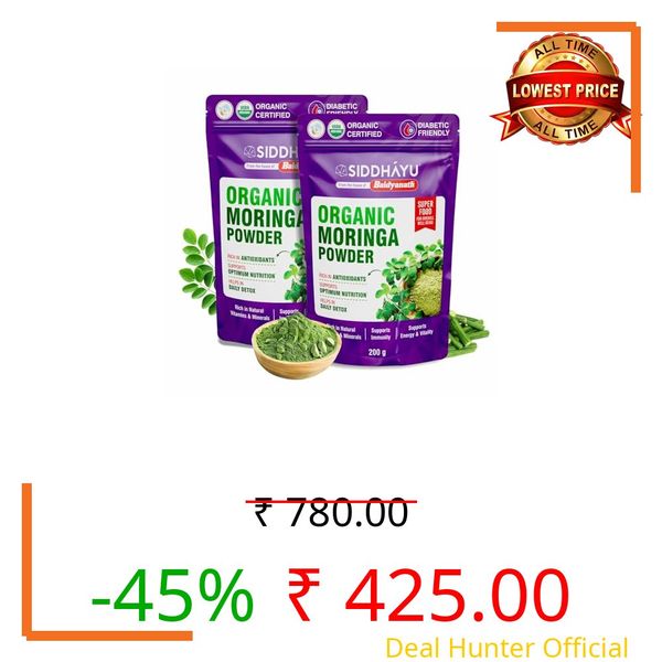 Baidyanath Asli Ayurved Organic Moringa Powder 200g (Pack Of 2)| USDA Certified Moringa Oleifera | Natural Drumstick Leaves Powder for Immunity, Energy & Digestion Support