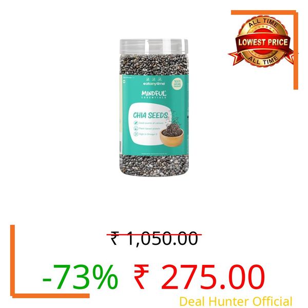 Eat Anytime Chia Seeds | Source of Calcium, Fibre & Protein | High in Omega 3 | Seeds for Weight Management | Premium Raw Chia Seeds - 600 g