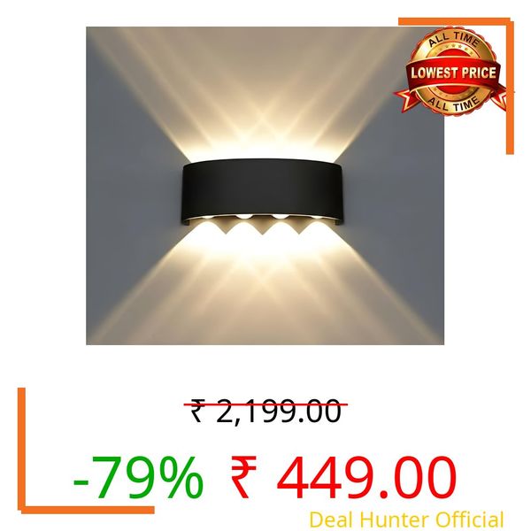 IGNITE GALAXY 8W LED Up Down Wall Light – IP65 Waterproof Outdoor & Indoor Metal Lamp | 8-Way Warm White Light Fixture with Shockproof Body | Modern Design for Home | Matt Black, Pack of 1