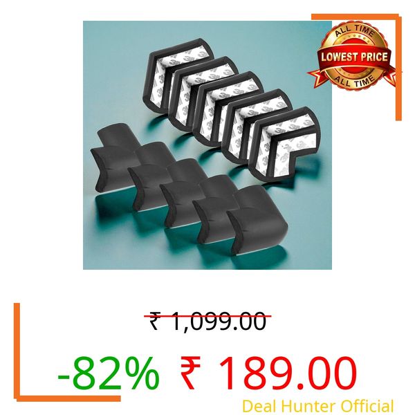 Kiddery Baby Safety Corner Protectors | Nitrile Foam Edge Guards for Furniture, Tables & Sharp Corners | 3M Strong Adhesive| Pack of 10 (Plain, Rabbit, Aeroplane Design) (10, Black, Standard)