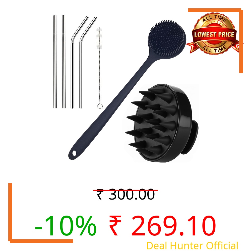 KBS Hair Scalp Massager Shampoo Brush with Soft Silicone Bristles for Anti Dandruff Removal Head Massager Prevents Hair loss for Men, Women (STRAW-BODYSCRUBBER-SCALP)