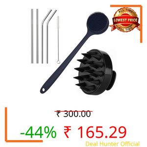 KBS Hair Scalp Massager Shampoo Brush with Soft Silicone Bristles for Anti Dandruff Removal Head Massager Prevents Hair loss for Men, Women (STRAW-BODYSCRUBBER-SCALP)