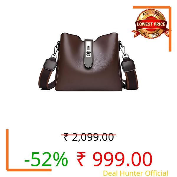 Gowloz Women's PU Leather Bucket Bag, Brown Stylish Crossbody Shoulder Handbag for Work, Travel, Shopping, Daily Use