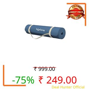 Lifelong Yoga Mat for Gym, Yoga & Home Workout | EVA Material 4mm Thick Anti-Slip Exercise & Fitness Mat with Carry Strap for Men & Women | Blue