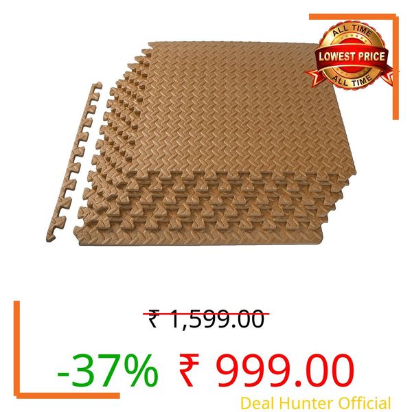 SIGNATRON Fitness Puzzle Mat, Gym Floor Mat, Exercise Mat, EVA Foam Interlocking Tiles, Flooring for Home Gym Equipment and Workouts, 12mm (4Pcs - 16 Sq Ft)