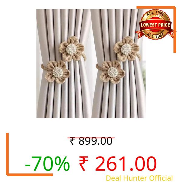 JAZLOG Catchy Rope White & (Set of Brown Holders Holdback 2) Curtains Tieback Drapery Jute Tiebacks. Natural Decorative Window Neutral Combo Curtains Floral Curtain Beautiful (4, Complete Brown)