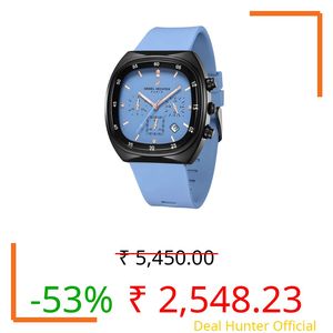 Daniel Hechter Paris Bercy Collection Modern Multi Functional Watch for Men with Square Dial and Silicon Band-DHM1001 (Navy Blue)