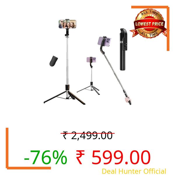 Kratos Upgraded 2026 67Inch/ 170cm Long Selfie Stick Tripod with Wireless Remote, Long Tripod Stand with 360° Rotation, Compatible with Mobile/GoPro for Travel,Suitable for iPhone and All Smartphones