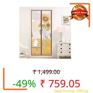 ISTOSY Magnetic Mosquito Net Curtain for Doors with Magnet Auto-Closing Insect Screen to Keep Bugs Out Polyester Door Mesh for Balcony Living Room (Sunflower- 210CMx100CM)