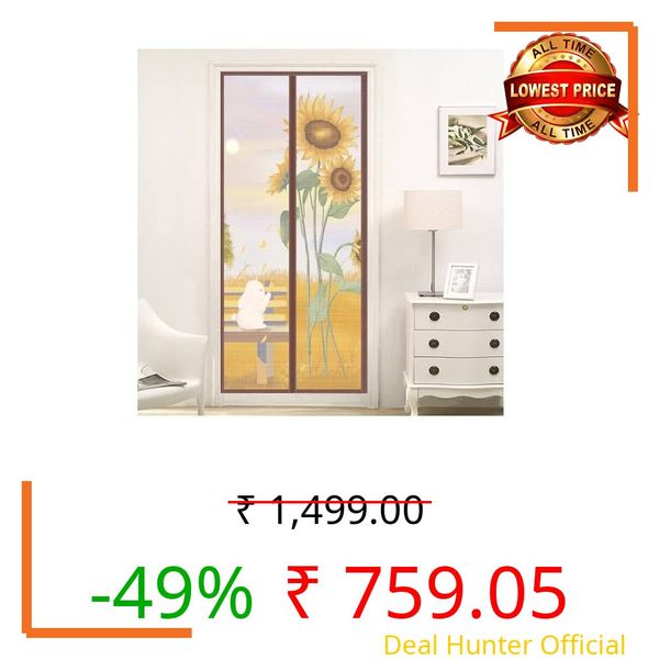 ISTOSY Magnetic Mosquito Net Curtain for Doors with Magnet Auto-Closing Insect Screen to Keep Bugs Out Polyester Door Mesh for Balcony Living Room (Sunflower- 210CMx100CM)