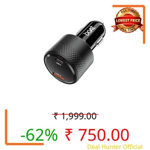 boAt 83W Car Charger, Mobile & Laptop Charging (MacBook & Type C Laptops), Dual Port Fast Charging, 65W Type C PD, 20W USB, compatable with iPhone, Android, iPad, MacBook etc (Carbon Black)