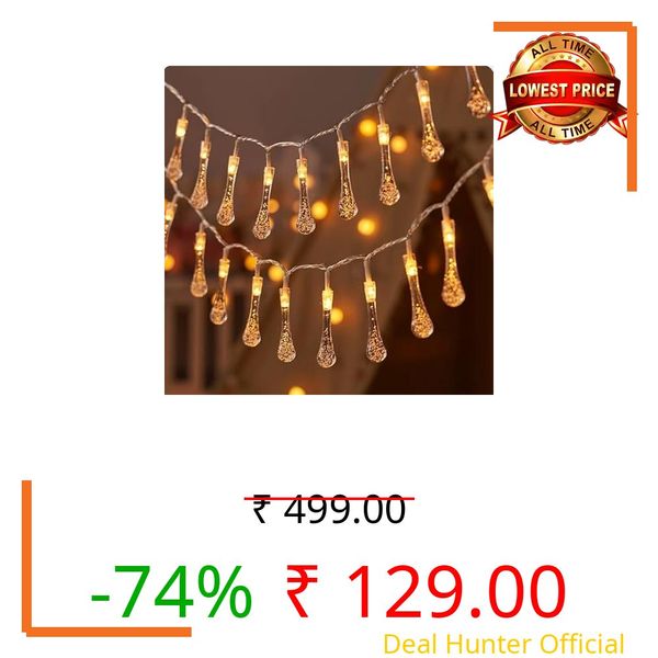 One94Store Drop String Lights – 14 LED, 3 Meter, Warm White, Waterproof Decorative Fairy Lights for Indoor/Outdoor, Garden, Diwali, Christmas, Wedding (Warm White)