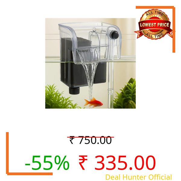 FinyPetz HO-402 Aquarium Hang On Filter 3.5W | 380L/H Silent External HOB Filter for 1–2 Ft Fish Tanks | Compact Sponge Filtration System with Adjustable Flow for Freshwater, Nano & Cube Tanks