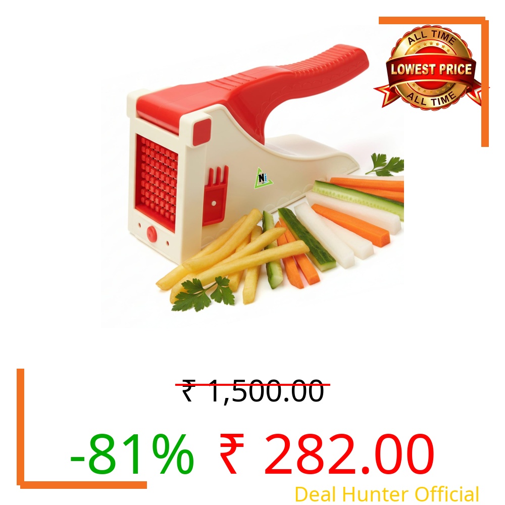 NI Product Kitchen Vegetable Slicer and Cutter, Red and White, Multi-Purpose Manual Food Chopper for Carrots, Cucumber, Celery