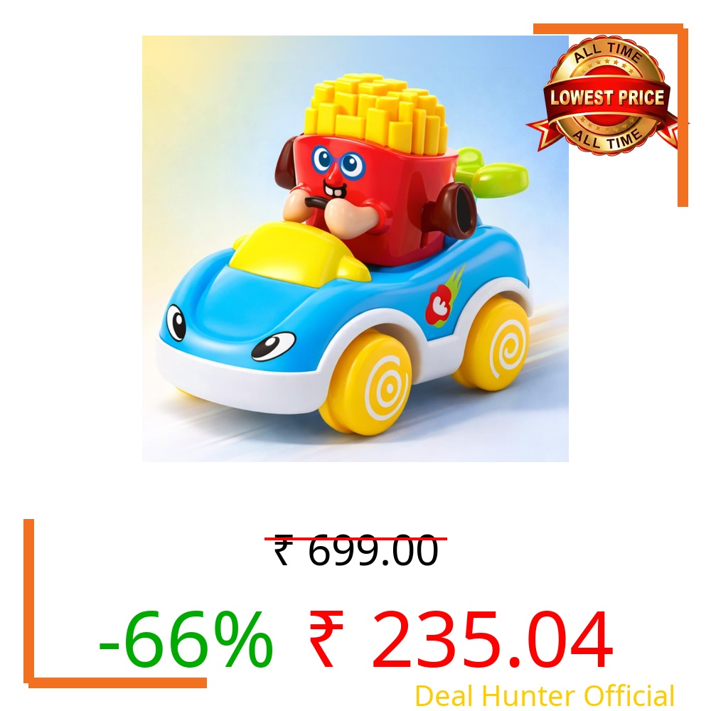 Storio Foodie Toy Car - Mr Chips | Friction Powered Vehicle for 1–3 Year Old Boys & Girls | Push & Go Baby Car Toy | Cartoon Car for Toddlers 12–18 Months | Safe Durable Educational Toy for Kids