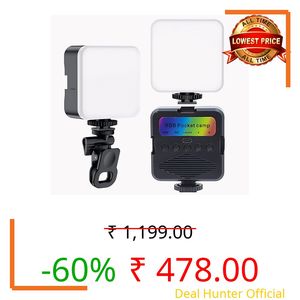LED Pocket Video Mobile Light | Selfie, Video, Photography, Meeting, Lighting Dimmable & Rechargeable Type C, 3200K-6500K | LED Light for Computer, Tablet, Smartphone, DSLR Camera with Screen Clip