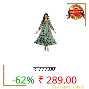 MASIYALA Women Anarkali Printed Kurti Green