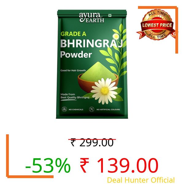 AyuraEarth Bhringraj Powder for Hair Growth & Scalp Care (200g) | Helps Reduce Hair Fall & Dandruff | For Hair Packs | 100% Pure & Natural | No Chemicals, No Preservatives